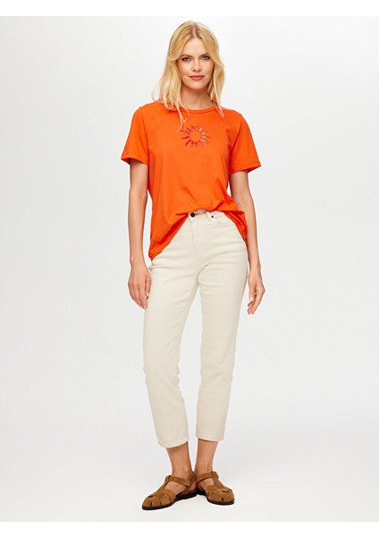 Resort Delik Işi Nakışlı Yuvarlak Yaka T-Shirt S25TSH111