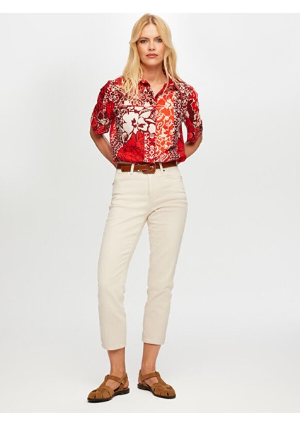 Slim Fit Coton Parça Boya Pantolon B00044