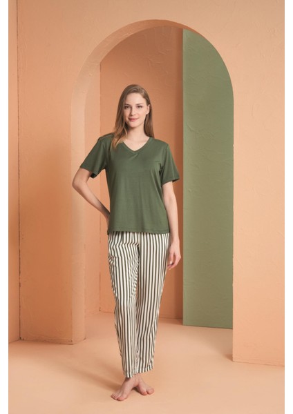 Kadın Yeşil Pijama Takım 27127