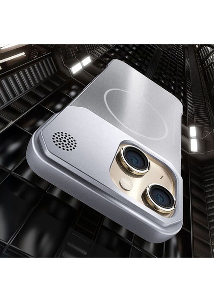 Apple iPhone 13 Uyumlu Kılıf Zebana Elite Titan Metal Kılıf (Kablosuz Şarj Destekli) Gri fırsatları