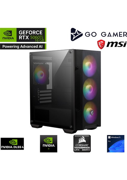 GA699D Amd Ryzen 7 5700X / 32GB 3200MHZ / 1tb Nvme SSD 5000-3600MB-SN Gen4 / RTX5060TI 16GB / Msı 27" 180Hz. / Windows 11 Pro Masaüstü Bilgisayar