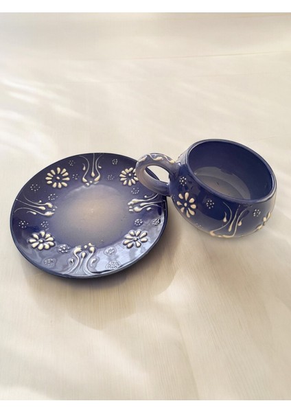 Dekoratif Şık Tasarım Tamamen El Yapımı Lacivert 1 Kişilik Kahve Fincanı modelleri