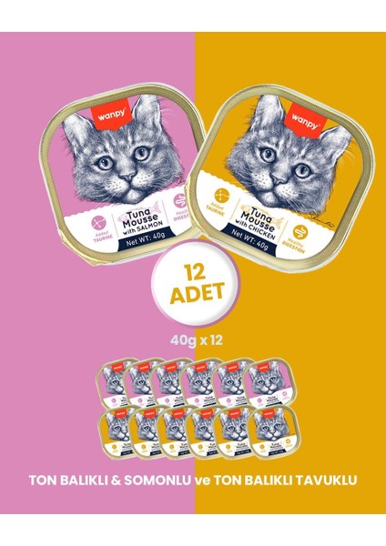 Kedi Alutray Yaş Mama 12X40GR (Ton,somon-Ton,tavuk)