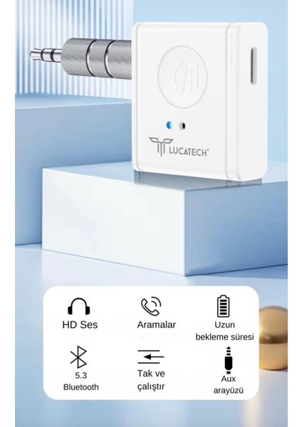 Bluetooth Araç Kiti - Eller Serbest Görüşme, Otomatik Yeniden Bağlanma, Aux Destekli