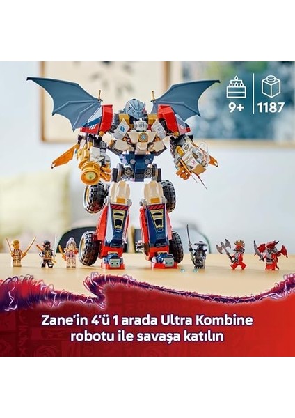 Zane In Ultra Kombo Mech I 71834-9 Yaş ve Üzeri Çocuklar Için Araba, Jet ve Ejderha Içeren 4 Ü 1 Arada Oyuncak Yapım Seti, Doğum Günü Hediyesi (1187 Parça)