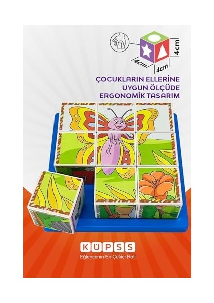 Uçan Hayvanlar 3D Puzzle - 9 Küp 6 Yapboz