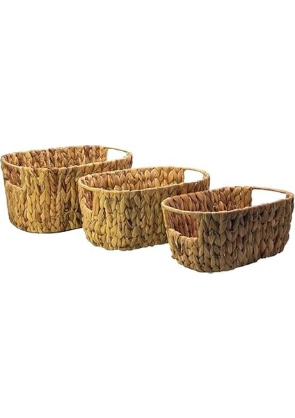 3'lü Kulplu Hasır Sepet Organizer - Doğal, El Yapımı, Organik, Dekoratif Saklama Sepeti - Çok Amaçlı Kullanım Için Ideal Kutu modelleri