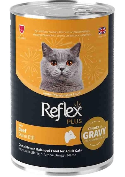 Plus Sos Içinde Et Parçacıklı Dana Etli Yetişkin Kedi Maması 400GR