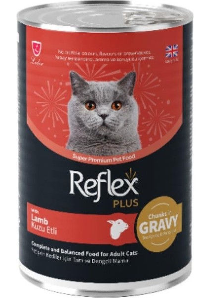 Plus Sos Içinde Parça Kuzulu Yetişkin Kedi Konservesi 400GR