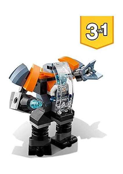 Creator 3 Ü 1 Arada Siber Insansız Hava Aracı 31111-6 Yaş ve Üzeri Çocuklar Için Siber Insansız Hava Aracı, Siber Robot ve Siber Motosiklet Içeren Yaratıcı Oyuncak Yapım Seti (113 Parça)