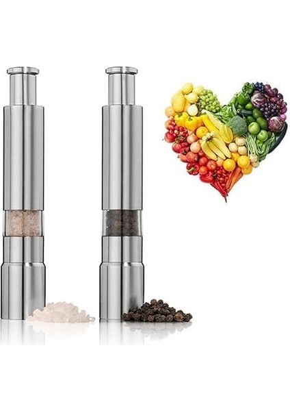 Home 2'li Çelik Manuel Basmalı Karabiber ve Tuz Değirmeni Seti - Baharat Değirmeni, Paslanmaz Çelik, Ergonomik Tasarım, Dayanıklı Öğütücü Mekanizma fiyatları