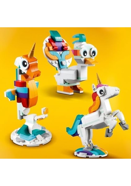 Creator Sihirli Tek Boynuzlu At 31140-7 Yaş ve Üzeri Çocuklar Için Tek Boynuzlu At, Denizatı ve Tavus Kuşu Içeren Yaratıcı Oyuncak Yapım Seti (145 Parça)