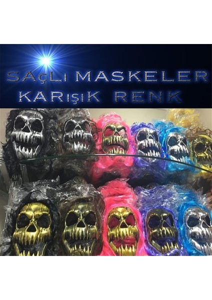 Özel Saçlı Kuru Kafa Iskelet Maske Fırsat!!!