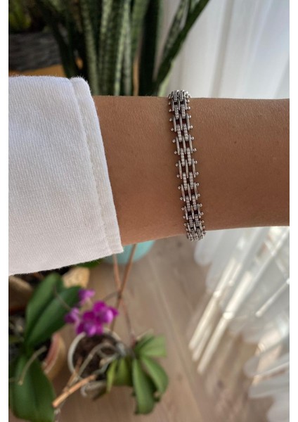 Xuping Zirkon Taşlı Silver Zincir Bileklik
