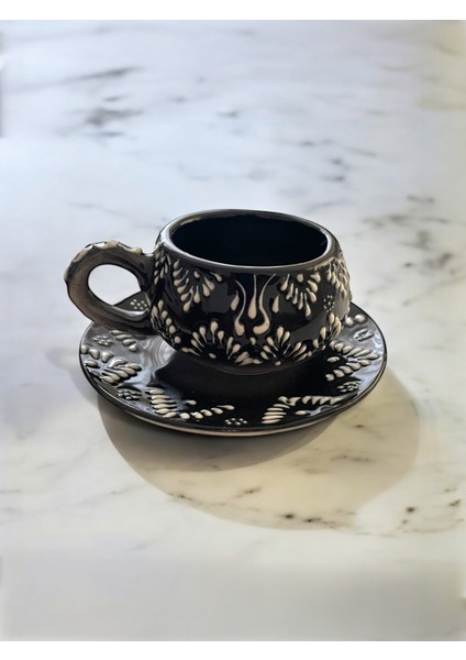 Dekoratif Şık Tasarım Tamamen El Yapımı Siyah 1 Kişilik Kahve Fincanı fiyatları