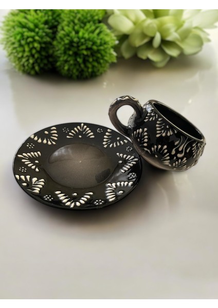 Dekoratif Şık Tasarım Tamamen El Yapımı Siyah 1 Kişilik Kahve Fincanı indirimleri