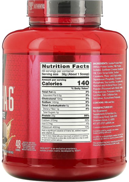 Syntha-6 Isolate(Izole) Whey Protein Isolate, Milk Protein Isolate Protein 1.82 kg