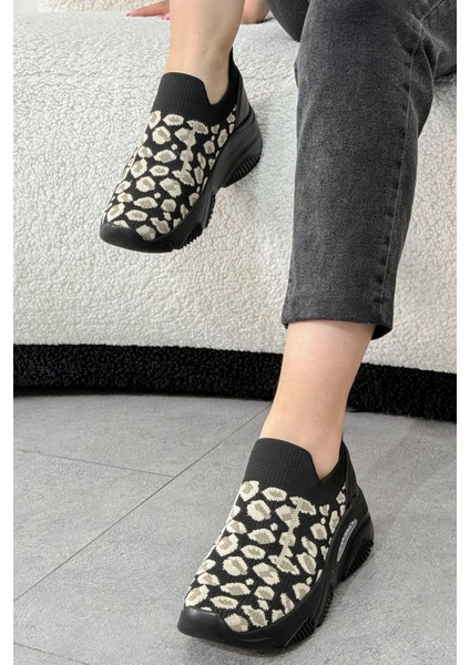 Dnr 515 Leopar Desenli Triko Spor Ayakkabı modelleri