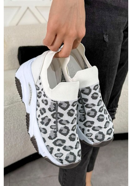 Dnr 515 Leopar Desenli Triko Spor Ayakkabı