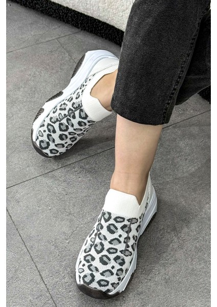 Dnr 515 Leopar Desenli Triko Spor Ayakkabı fırsatları
