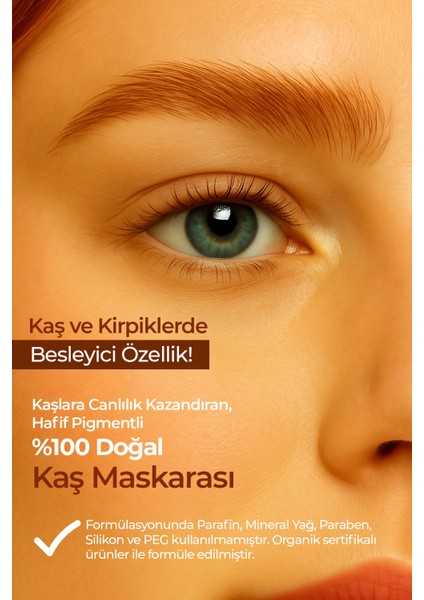 %100 Doğal Kaş Maskarası - Besleyici Özellikli - Eyebrow Mascara fırsatları