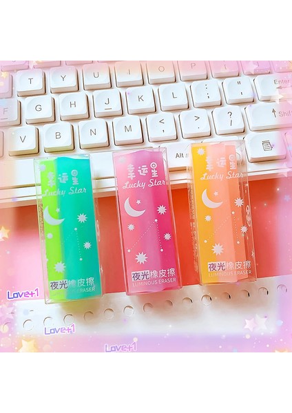 Lucky Star Yıldız Desenli Gökkuşağı Renkli Silgi Seti, 3'lü Paket, Ay ve Yıldız Temalı fırsatları