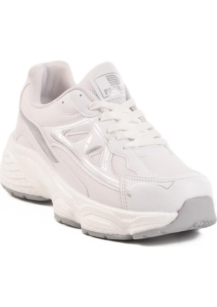 182 G Unisex Beyaz-Gri Hafif Esnek Spor Ayakkabı