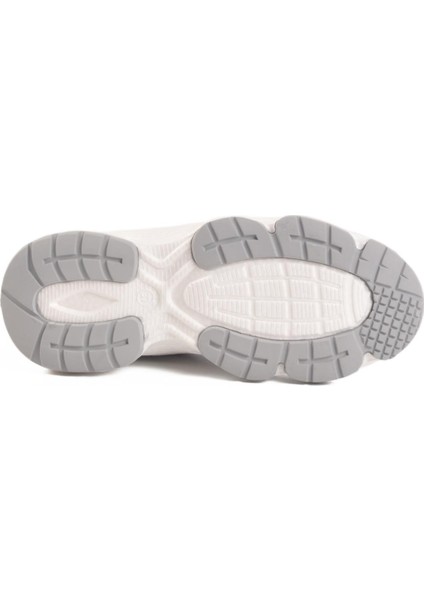 182 G Unisex Beyaz-Gri Hafif Esnek Spor Ayakkabı
