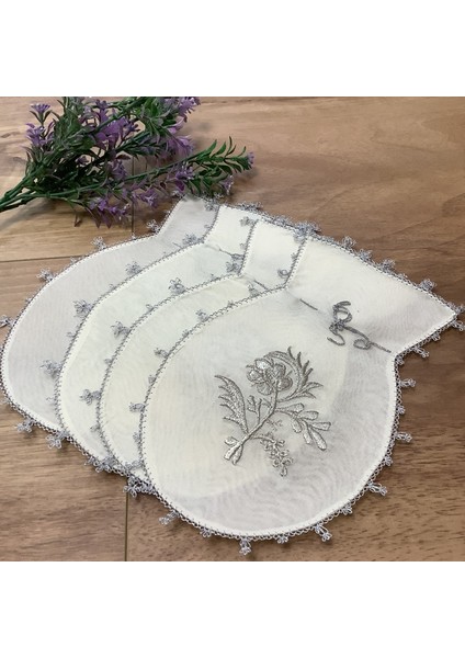 Ipek & Iğne Oyalı & Nakışlı Kese-13*21 cm
