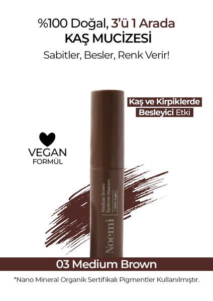 %100 Doğal Kaş Maskarası - Besleyici Özellikli - Eyebrow Mascara