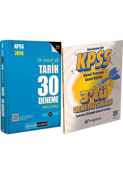 2026 Kpss Tüm Adaylar Için Tarih 30 Deneme Tamamı Çözümlü - 3 Deneme Hediye