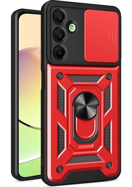 Samsung Galaxy A16 5g Kılıf Pars Lens Yüzüklü Silikon - Kırmızı – Darbe Koruma