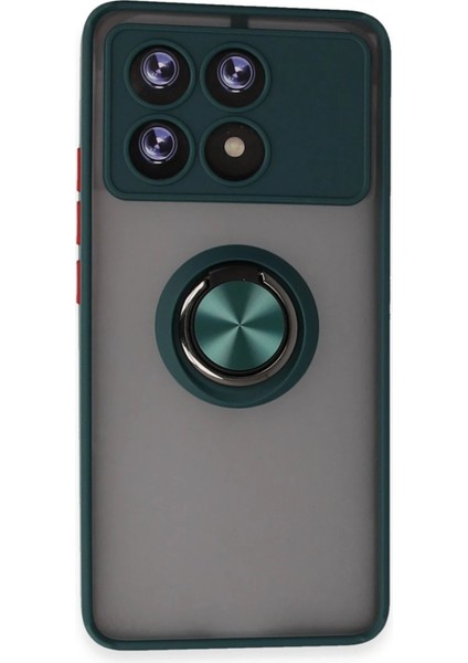 Xiaomi Poco X6 Pro Kılıf Montreal Yüzüklü Silikon Kapak - Yeşil – Darbe Koruma