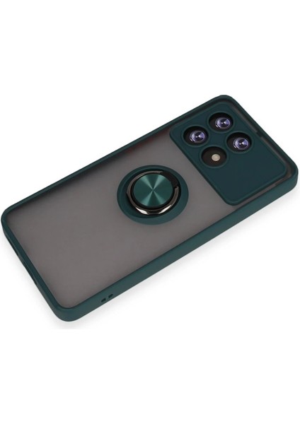 Xiaomi Poco X6 Pro Kılıf Montreal Yüzüklü Silikon Kapak - Yeşil – Darbe Koruma
