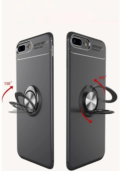iPhone 7 Plus Kılıf Range Yüzüklü Silikon - Siyah-Mavi – Ince Yapı indirimleri