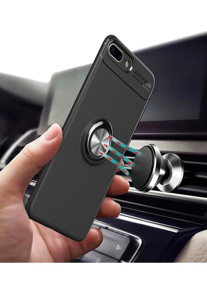 iPhone 7 Plus Kılıf Range Yüzüklü Silikon - Siyah-Mavi – Ince Yapı