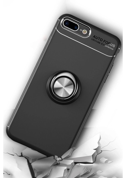 iPhone 7 Plus Kılıf Range Yüzüklü Silikon - Siyah-Mavi – Ince Yapı