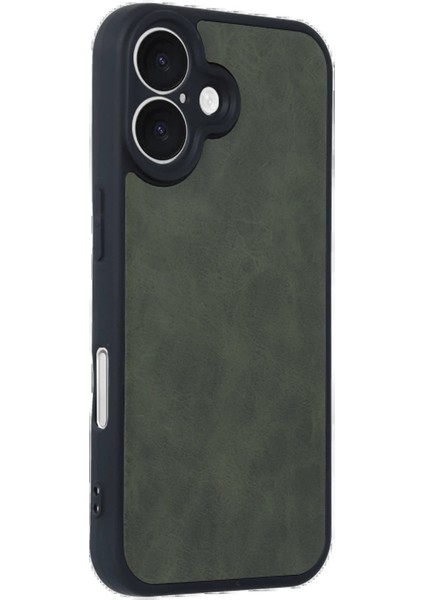 iPhone 16 Kılıf Aras Deri Kapak - Koyu Yeşil – Darbe Koruma