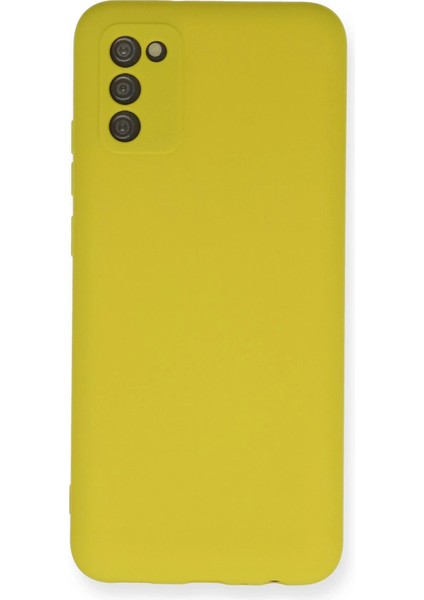Samsung Galaxy A03S Kılıf Nano Içi Kadife Silikon - Sarı