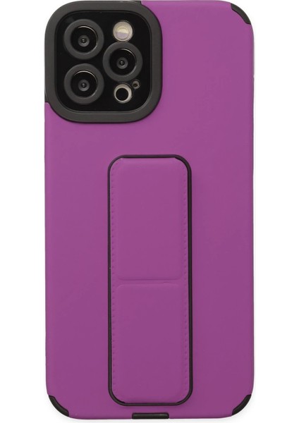 iPhone 12 Pro Max Kılıf Mega Standlı Silikon - Mor – Hızlı Kargo