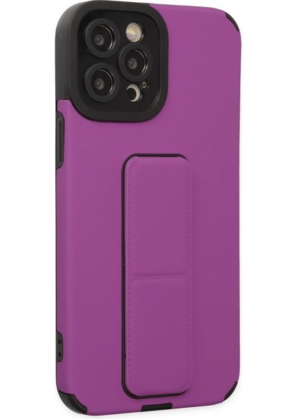 iPhone 12 Pro Max Kılıf Mega Standlı Silikon - Mor – Hızlı Kargo