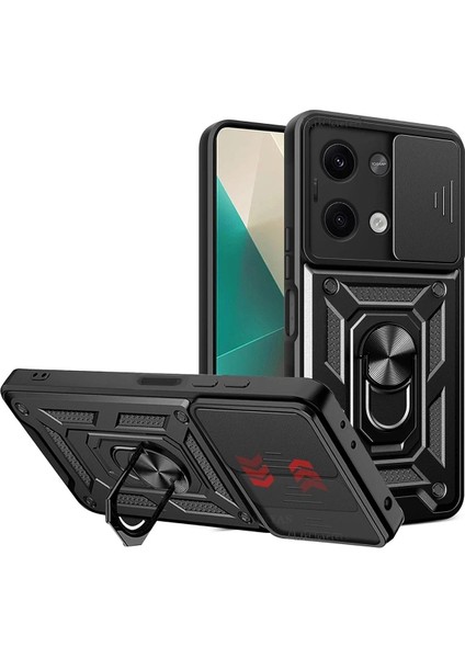 Xiaomi Poco X6 Kılıf Pars Lens Yüzüklü Silikon - Siyah – Darbe Koruma