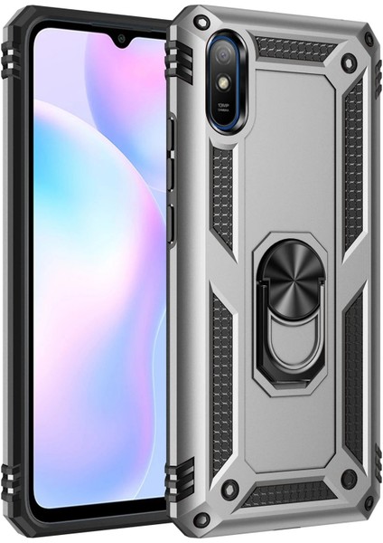Xiaomi Redmi 9A Kılıf Sofya Yüzüklü Silikon Kapak - Gümüş – Darbe Koruma