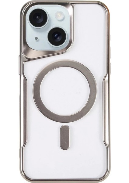 iPhone 15 Kılıf Boyi Magsafe Silikon Kapak - Gümüş – Darbe Koruma