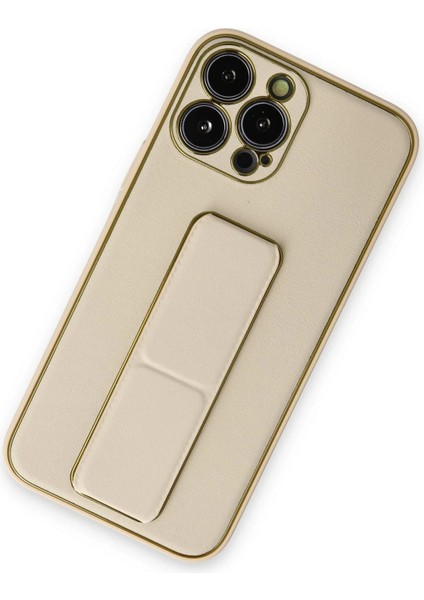 iPhone 13 Pro Max Kılıf Coco Deri Standlı Kapak - Gold – Darbe Koruma