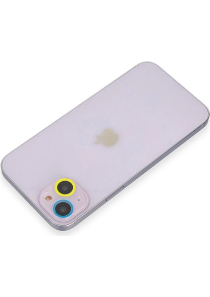 iPhone 14 Renkli Kamera Lens Koruma Cam - Sarı-Mavi – Darbe Koruma