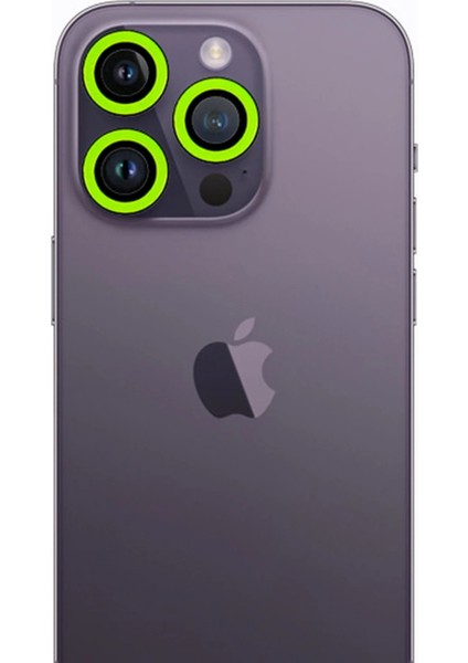 iPhone 13 Pro Max Neon Fosforlu Kamera Lens - Yeşil – Darbe Koruma