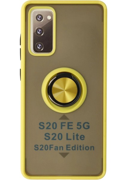 Samsung Galaxy S20 Fe Kılıf Montreal Yüzüklü Silikon Kapak - Sarı – Darbe Koruma