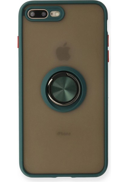 iPhone 7 Plus Kılıf Montreal Yüzüklü Silikon Kapak - Yeşil – Darbe Koruma