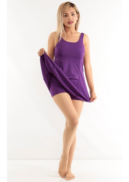 Kadın Büyük Beden Bitişik Şortlu Likralı Kumaş Elbiseli Mayo fiyatları